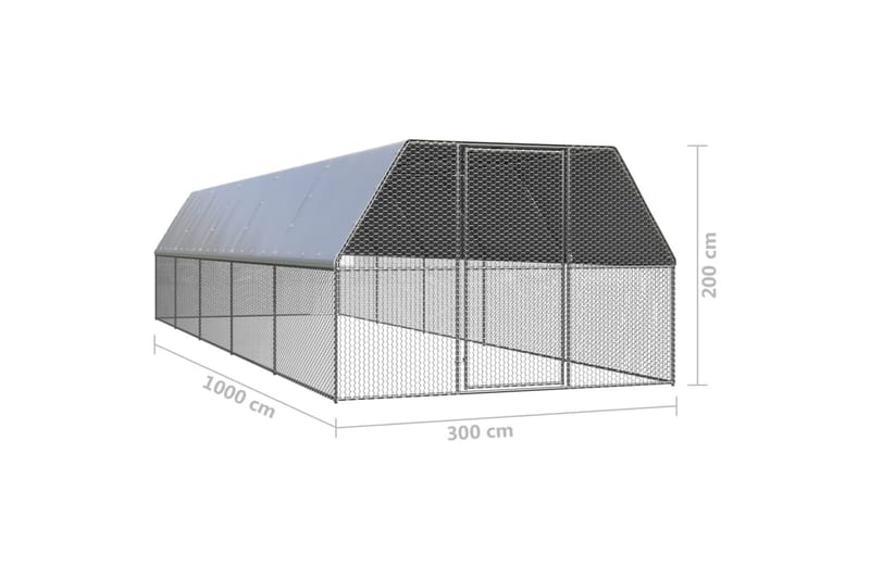 udendørs hønsegård 3x10x2 m galvaniseret stål - Sølv - Sport & fritid - Til dyrene - Fugl - Hønsehus