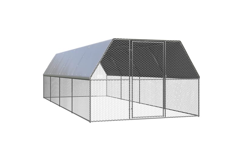 udendørs hønsegård 3x8x2 m galvaniseret stål - Sølv - Hønsehus - Til dyrene - Hønsegård