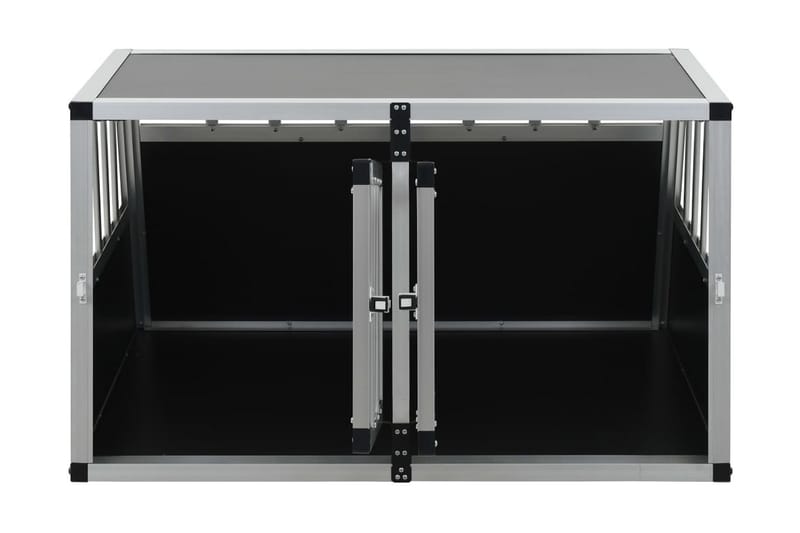 Hundebur Med Dobbelt Dør 89 X 69 X 50 Cm - Sølv - Sport & fritid - Til dyrene - Til hund - Transportkasse hund & hundebur