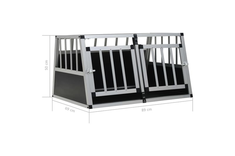Hundebur Med Dobbelt Dør 89 X 69 X 50 Cm - Sølv - Sport & fritid - Til dyrene - Til hund - Transportkasse hund & hundebur