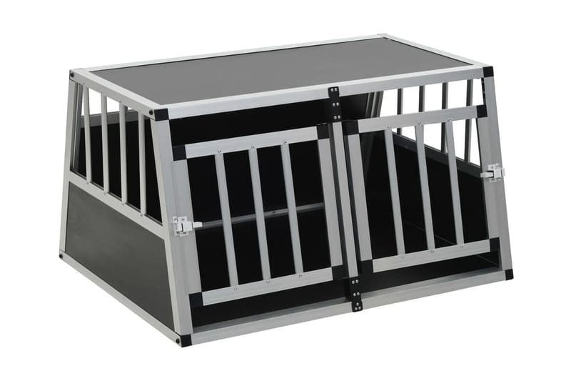 Hundebur Med Dobbelt Dør 89 X 69 X 50 Cm - Sølv - Sport & fritid - Til dyrene - Til hund - Transportkasse hund & hundebur