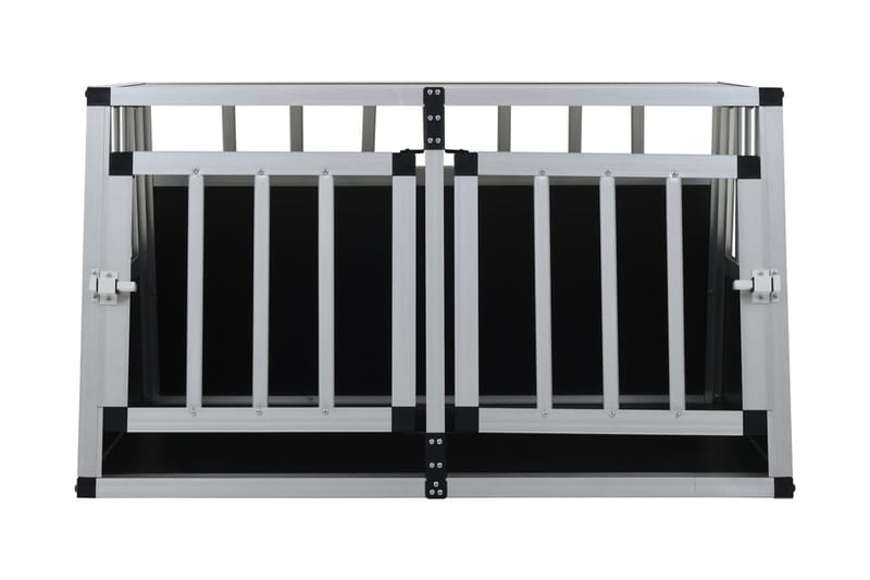 Hundebur Med Dobbelt Dør 89 X 69 X 50 Cm - Sølv - Sport & fritid - Til dyrene - Til hund - Transportkasse hund & hundebur