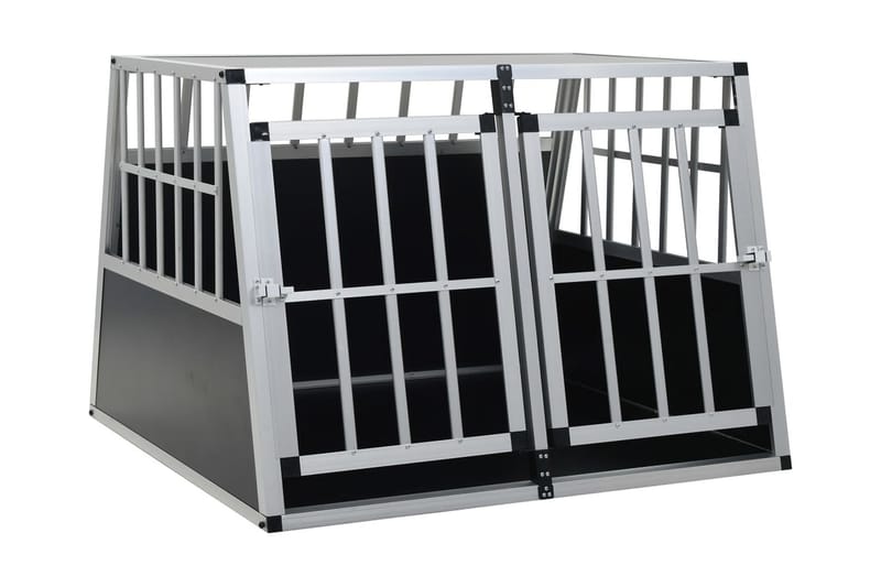 Hundebur Med Dobbelt Dør 94 X 88 X 69 Cm - Sølv - Sport & fritid - Til dyrene - Til hund - Transportkasse hund & hundebur