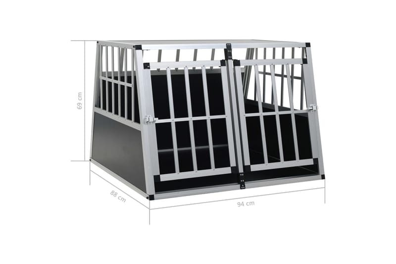 Hundebur Med Dobbelt Dør 94 X 88 X 69 Cm - Sølv - Sport & fritid - Til dyrene - Til hund - Transportkasse hund & hundebur