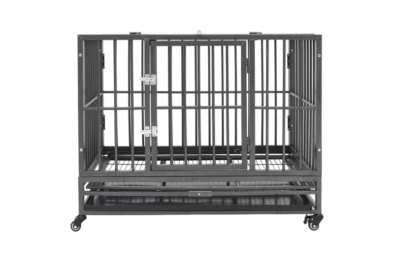 hundebur med hjul 102x72x85 cm stål - Sort - Sport & fritid - Til dyrene - Til hund - Transportkasse hund & hundebur
