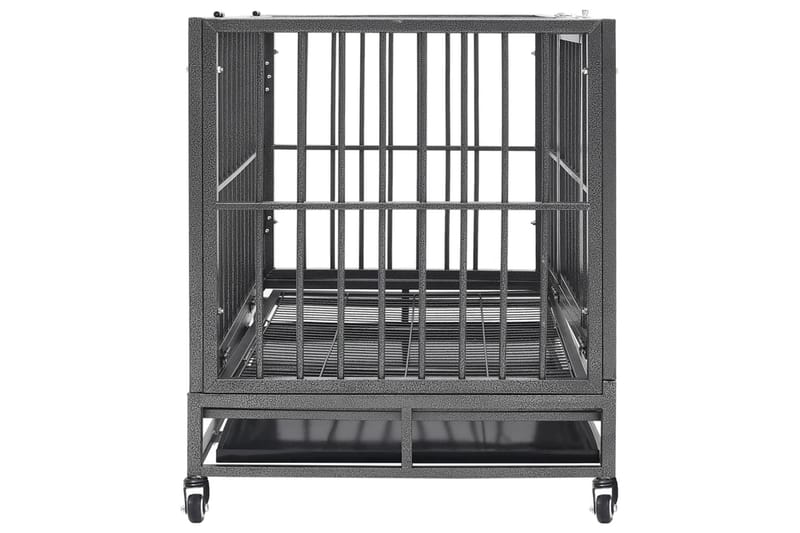 hundebur med hjul 102x72x85 cm stål - Sort - Sport & fritid - Til dyrene - Til hund - Transportkasse hund & hundebur