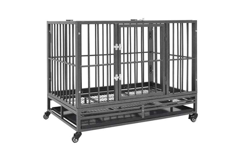 hundebur med hjul 92x62x76 cm stål - Sort - Sport & fritid - Til dyrene - Til hund - Transportkasse hund & hundebur