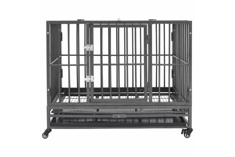 hundebur med hjul 92x62x76 cm stål - Sort - Sport & fritid - Til dyrene - Til hund - Transportkasse hund & hundebur