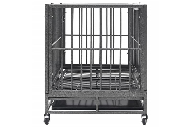 hundebur med hjul 92x62x76 cm stål - Sort - Sport & fritid - Til dyrene - Til hund - Transportkasse hund & hundebur