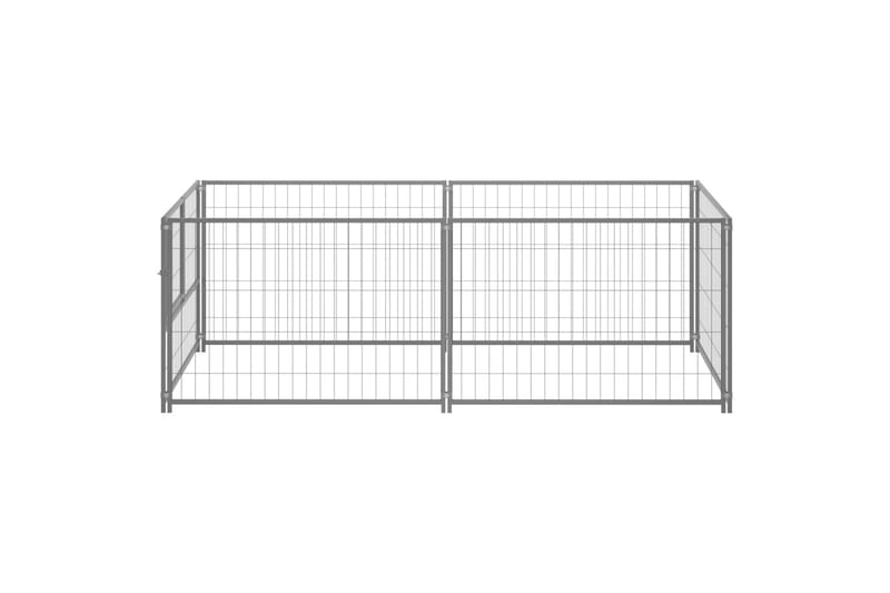 hundeløbegård 200x100x70 cm stål sølvfarvet - Sølv - Sport & fritid - Til dyrene - Til hund - Hundemøbler