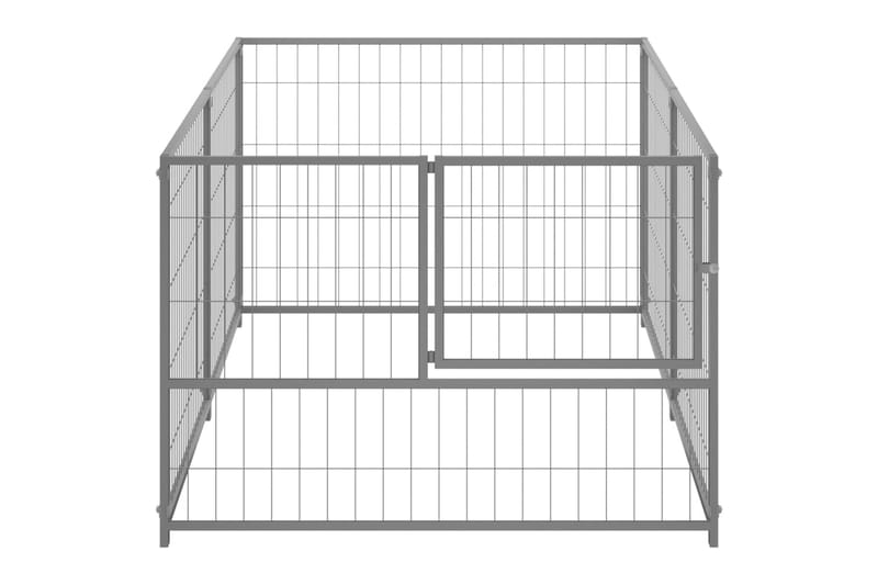 hundeløbegård 200x100x70 cm stål sølvfarvet - Sølv - Sport & fritid - Til dyrene - Til hund - Hundemøbler