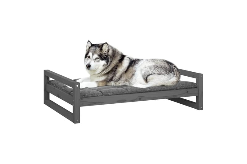 beBasic hundeseng 105,5x75,5x28 cm massivt fyrretræ grå - GrÃ¥ - Sport & fritid - Til dyrene - Til hund - Hundemøbler - Hundeseng