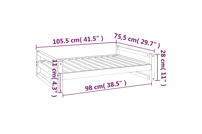 beBasic hundeseng 105,5x75,5x28 cm massivt fyrretræ grå - GrÃ¥ - Hundeseng - Hundemøbler