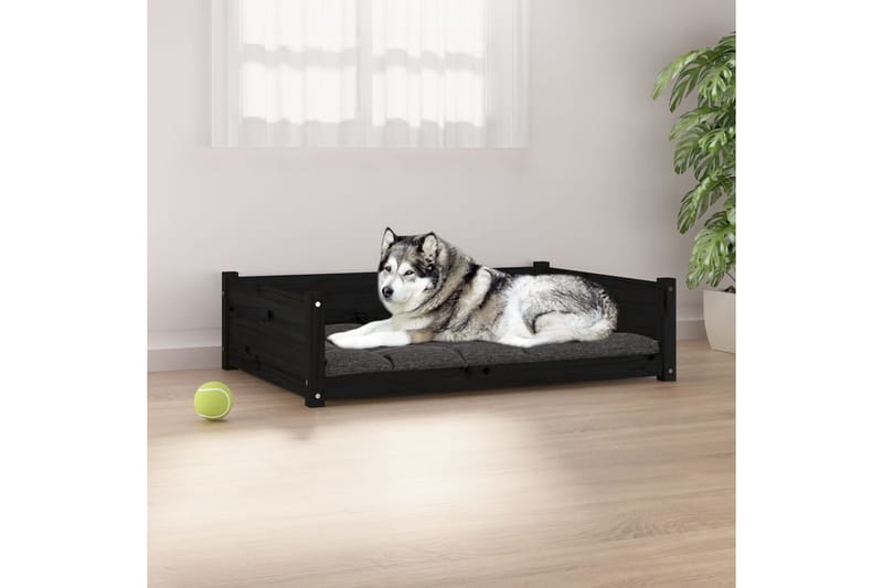 beBasic hundeseng 105,5x75,5x28 cm massivt fyrretræ sort - Sort - Hundemøbler - Hundeseng