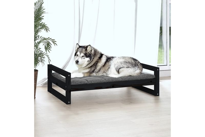beBasic hundeseng 105,5x75,5x28 cm massivt fyrretræ sort - Sort - Hundeseng - Hundemøbler