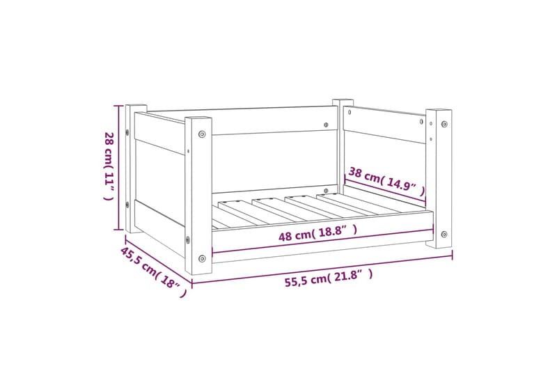 beBasic hundeseng 55,5x45,5x28 cm massivt fyrretræ grå - GrÃ¥ - Sport & fritid - Til dyrene - Til hund - Hundemøbler - Hundeseng