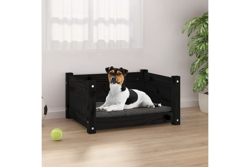 beBasic hundeseng 55,5x45,5x28 cm massivt fyrretr�æ sort - Sort - Hundeseng - Hundemøbler