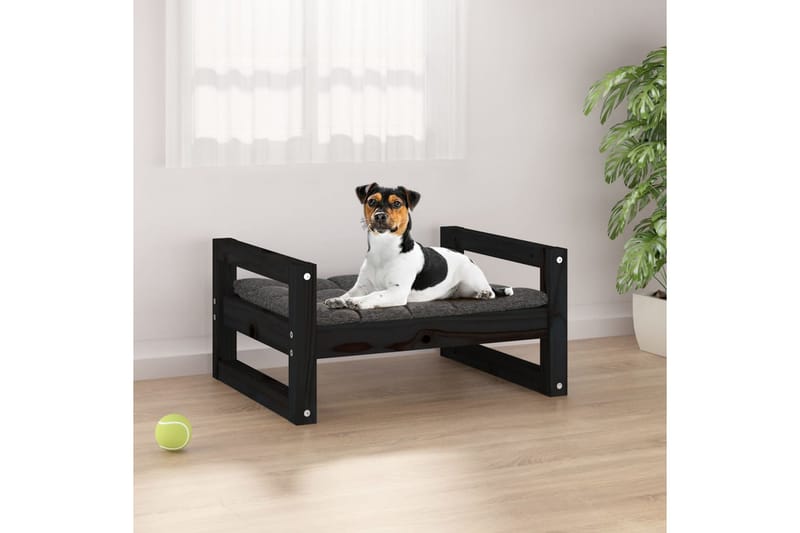 beBasic hundeseng 55,5x45,5x28 cm massivt fyrretræ sort - Sort - Hundeseng - Hundemøbler