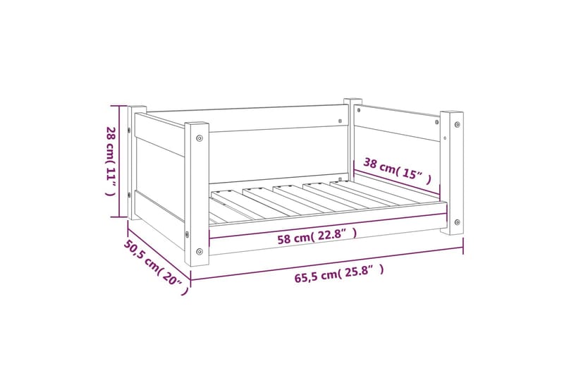 beBasic hundeseng 65,5x50,5x28 cm massivt fyrretræ - Brun - Hundeseng - Hundemøbler