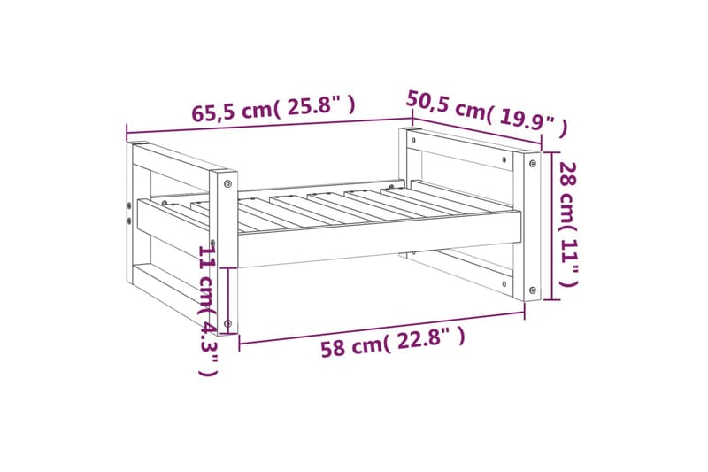 beBasic hundeseng 65,5x50,5x28 cm massivt fyrretræ grå - GrÃ¥ - Hundeseng - Hundemøbler