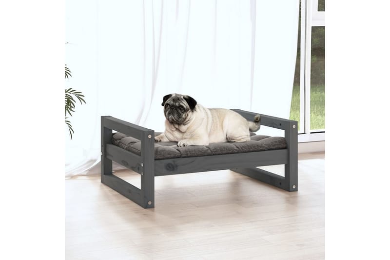 beBasic hundeseng 65,5x50,5x28 cm massivt fyrretræ grå - GrÃ¥ - Sport & fritid - Til dyrene - Til hund - Hundemøbler - Hundeseng
