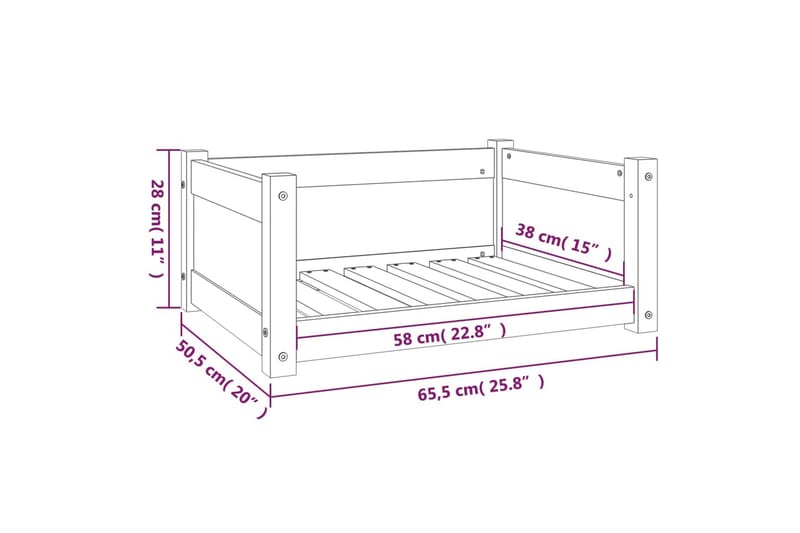 beBasic hundeseng 65,5x50,5x28 cm massivt fyrretræ sort - Sort - Sport & fritid - Til dyrene - Til hund - Hundemøbler - Hundeseng