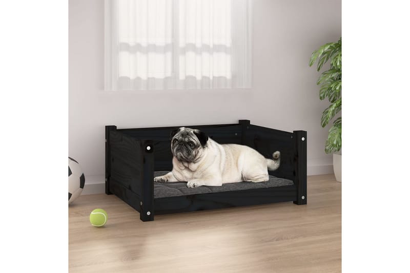 beBasic hundeseng 65,5x50,5x28 cm massivt fyrretræ sort - Sort - Sport & fritid - Til dyrene - Til hund - Hundemøbler - Hundeseng