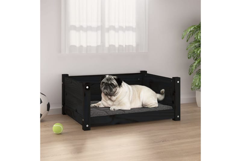 beBasic hundeseng 65,5x50,5x28 cm massivt fyrretræ sort - Sort - Hundeseng - Hundemøbler