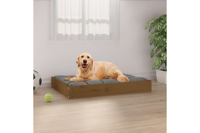 beBasic hundeseng 71,5x54x9 cm massivt fyrretræ gyldenbrun - Brun - Hundemøbler - Hundeseng