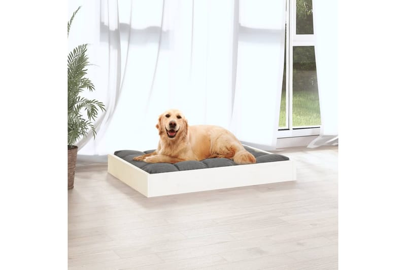 beBasic hundeseng 71,5x54x9 cm massivt fyrretræ hvid - Hvid - Hundeseng - Hundemøbler