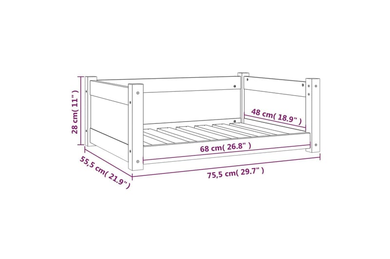 beBasic hundeseng 75,5x55,5x28 cm massivt fyrretræ - Brun - Hundeseng - Hundemøbler