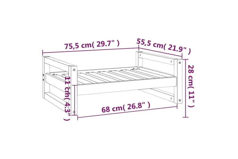 beBasic hundeseng 75,5x55,5x28 cm massivt fyrretræ gyldenbrun - Brun - Hundeseng - Hundemøbler