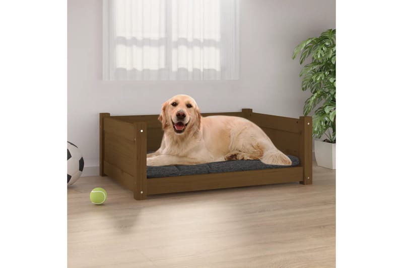 beBasic hundeseng 75,5x55,5x28 cm massivt fyrretræ gyldenbrun - Brun - Hundemøbler - Hundeseng
