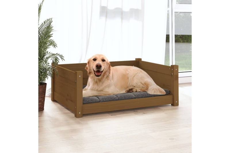 beBasic hundeseng 75,5x55,5x28 cm massivt fyrretræ gyldenbrun - Brun - Hundeseng - Hundemøbler