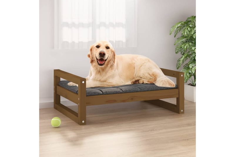 beBasic hundeseng 75,5x55,5x28 cm massivt fyrretræ gyldenbrun - Brun - Hundeseng - Hundemøbler