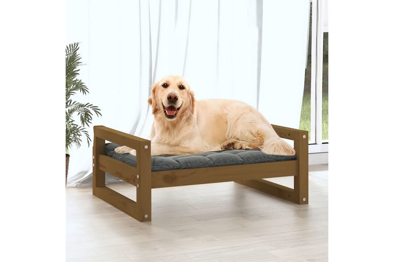 beBasic hundeseng 75,5x55,5x28 cm massivt fyrretræ gyldenbrun - Brun - Sport & fritid - Til dyrene - Til hund - Hundemøbler - Hundeseng