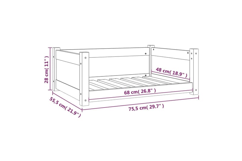 beBasic hundeseng 75,5x55,5x28 cm massivt fyrretræ hvid - Hvid - Sport & fritid - Til dyrene - Til hund - Hundemøbler - Hundeseng