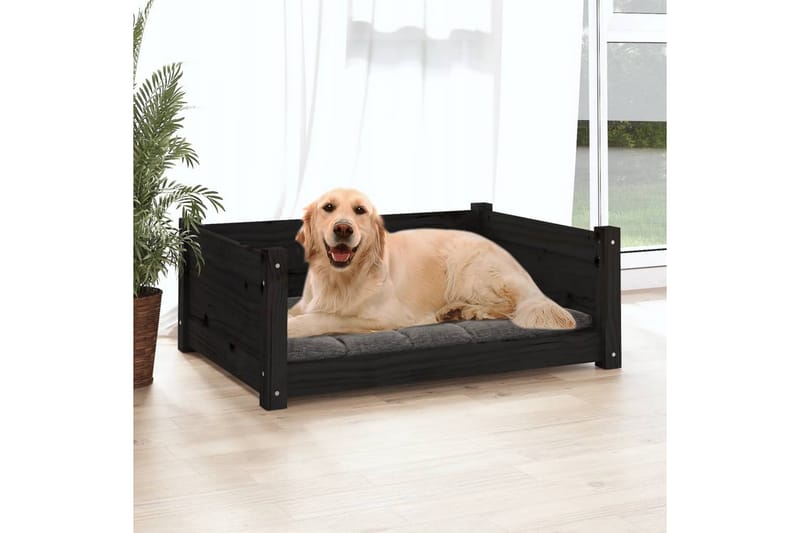 beBasic hundeseng 75,5x55,5x28 cm massivt fyrretræ sort - Sort - Hundemøbler - Hundeseng