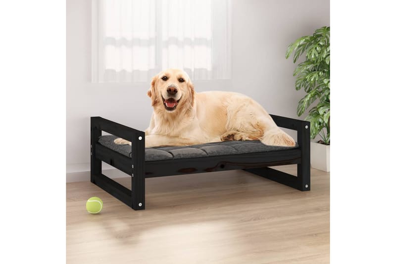 beBasic hundeseng 75,5x55,5x28 cm massivt fyrretræ sort - Sort - Hundemøbler - Hundeseng