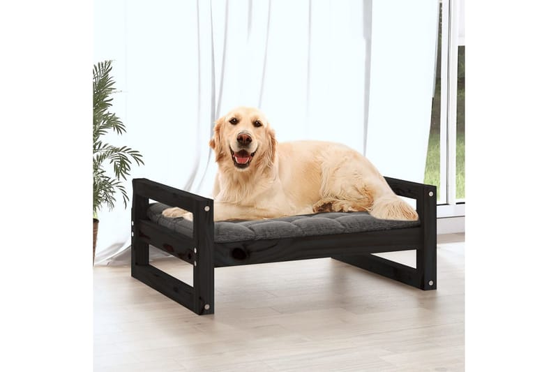 beBasic hundeseng 75,5x55,5x28 cm massivt fyrretræ sort - Sort - Hundeseng - Hundemøbler