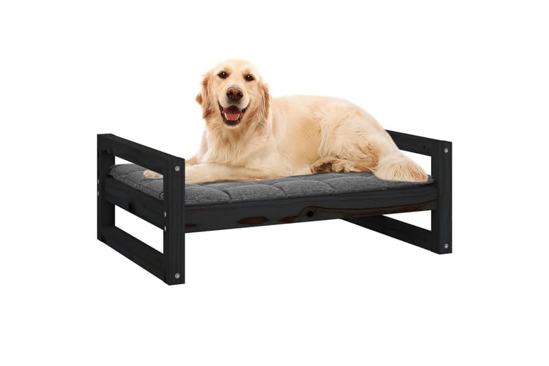 beBasic hundeseng 75,5x55,5x28 cm massivt fyrretræ sort - Sort - Hundeseng - Hundemøbler