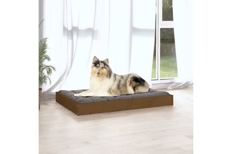 beBasic hundeseng 91,5x64x9 cm massivt fyrretræ gyldenbrun - Brun - Sport & fritid - Til dyrene - Til hund - Hundemøbler - Hundeseng