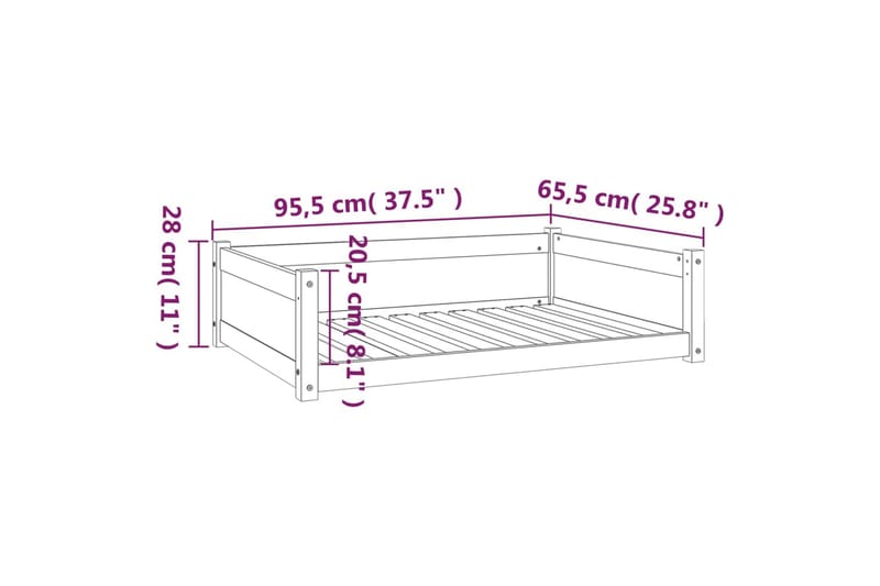 beBasic hundeseng 95,5x65,5x28 cm massivt fyrretræ - Brun - Hundemøbler - Hundeseng