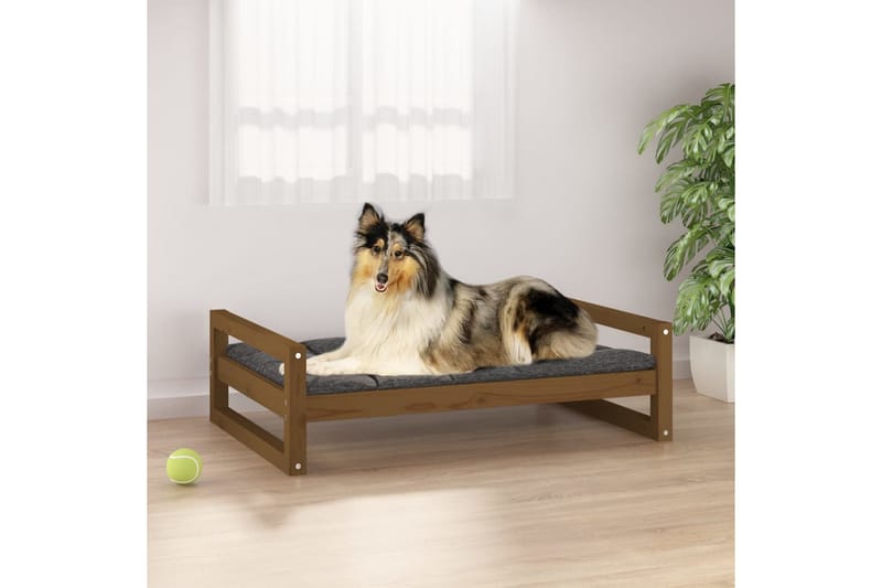 beBasic hundeseng 95,5x65,5x28 cm massivt fyrretræ gyldenbrun - Brun - Hundeseng - Hundemøbler