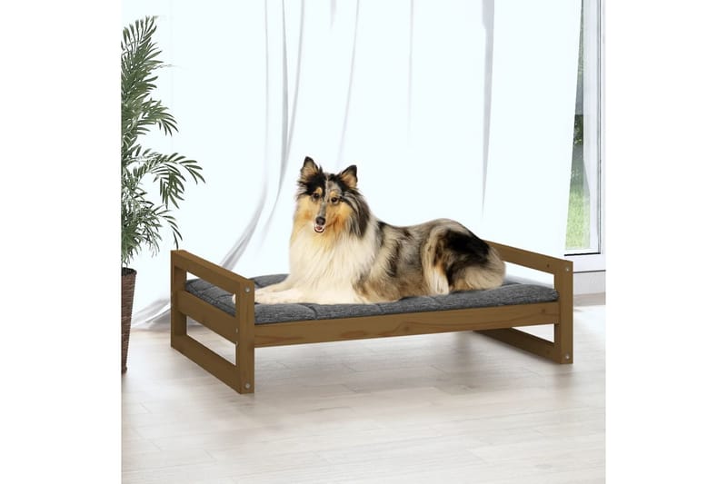beBasic hundeseng 95,5x65,5x28 cm massivt fyrretræ gyldenbrun - Brun - Hundemøbler - Hundeseng