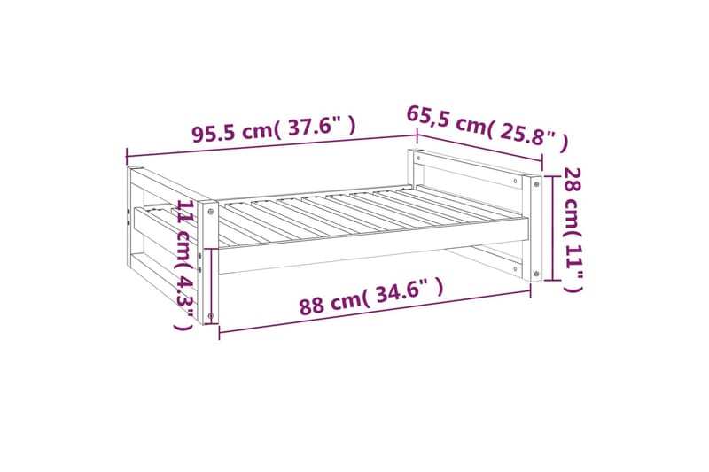 beBasic hundeseng 95,5x65,5x28 cm massivt fyrretræ hvid - Hvid - Hundeseng - Hundemøbler