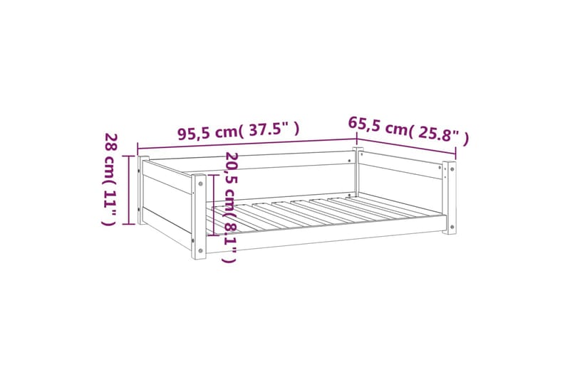 beBasic hundeseng 95,5x65,5x28 cm massivt fyrretræ hvid - Hvid - Hundeseng - Hundemøbler