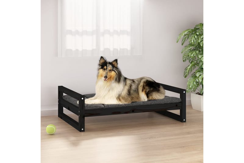 beBasic hundeseng 95,5x65,5x28 cm massivt fyrretræ sort - Sort - Hundemøbler - Hundeseng