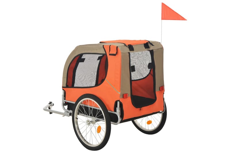 Cykelanhænger Til Hund Orange Og Brun - Brun - Cykelanhænger & cykeltrailer - Hundemøbler - Cykelkurv hund & hundevogn