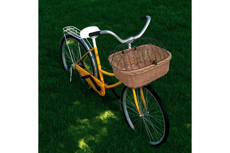Cykelkurv med Dæksel 50x45x35 cm Naturlig Piletræ - Brun - Hundemøbler - Cykelkurv hund & hundevogn